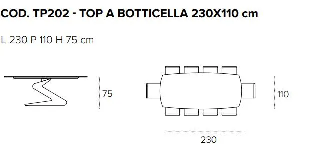 Размеры стола Target Point Zed 230x110 см, TP202L